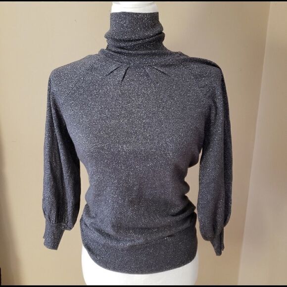 Express Metallic Silver Turtleneck Sweater - Picture 1 of 4